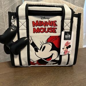 NWT Disney Minnie Mouse Primark Canvas Tote Purse w/ Crossbody Strap & Bag Charm